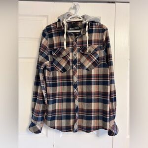 Plaid Shacket with Hood